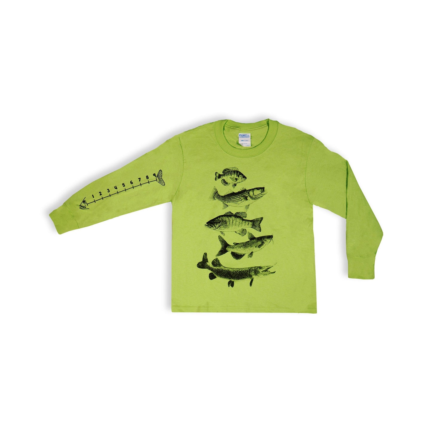 Cotton Kids Fishing Shirt With Ruler To Measure Fish- Youth Sizes
