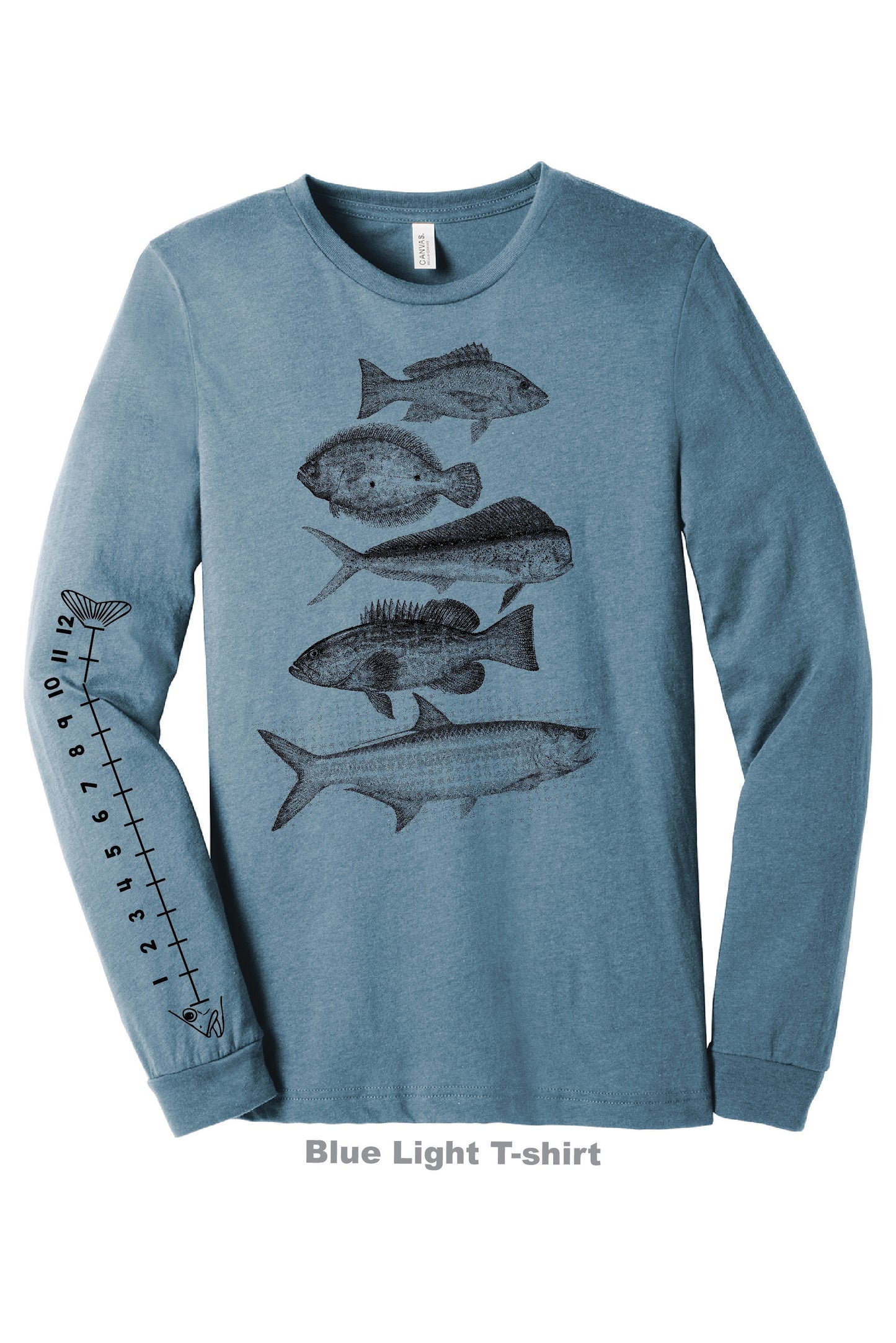 Ocean Fish Shirt (Saltwater fishing) With Ruler To Measure Fish-Unisex