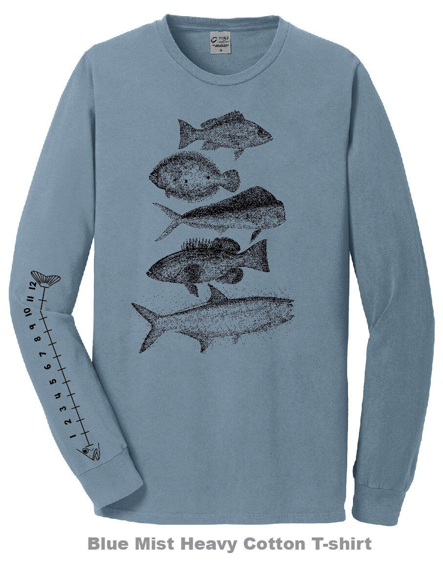 Ocean Fish Shirt (Saltwater fishing) With Ruler To Measure Fish-Unisex