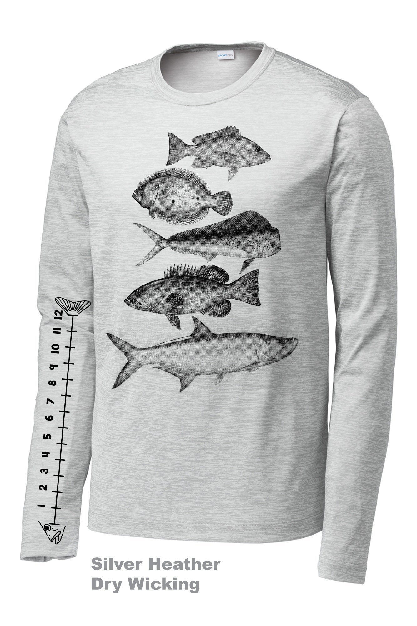 Ocean Fish Shirt (Saltwater fishing) With Ruler To Measure Fish-Unisex