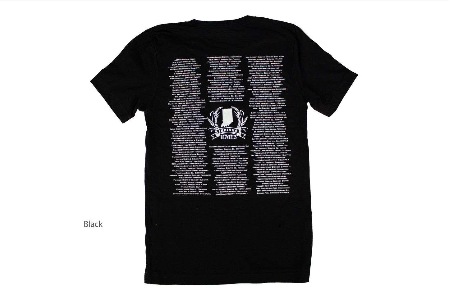 Drink Local. All Indiana Breweries Printed On Back