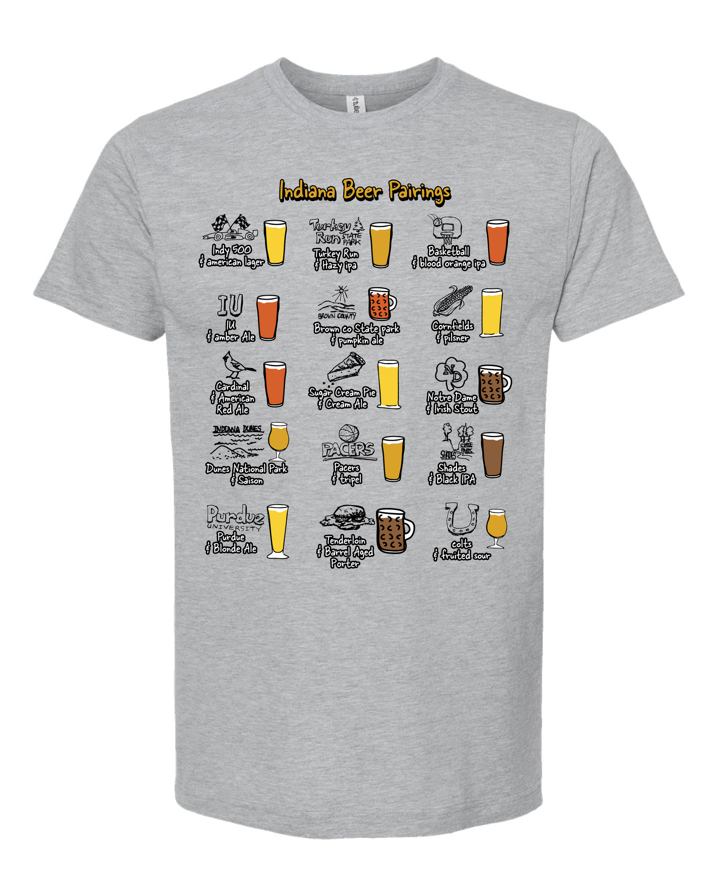 Indiana Beer Pairings Short Sleeve T-shirt