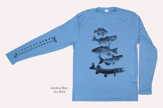 Dry Wicking Fishing Shirt With Ruler To Measure Fish-Unisex-Freshwater Fish